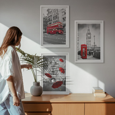 Keretezett kép szett hálószobába Red Accents London