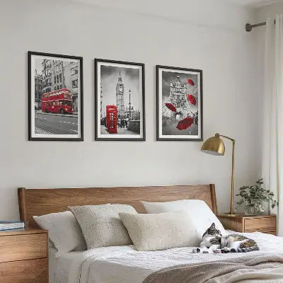 Red Accents London keretezett képszett hálószobai dekoráció