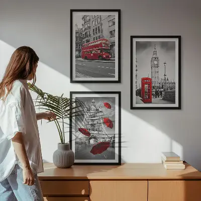 Red Accents London keretezett képszett hálószobai dekoráció