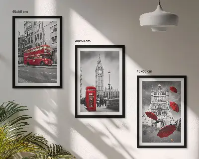 Red Accents London keretezett képszett hálószobai dekoráció