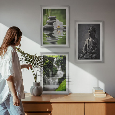 Keretezett kép szett hálószobába Pihentető ZEN vízfestmények