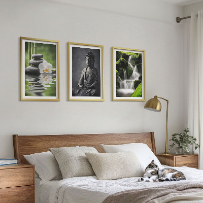 Keretezett kép szett hálószobába Pihentető ZEN vízfestmények