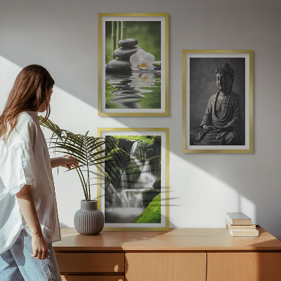 Keretezett kép szett hálószobába Pihentető ZEN vízfestmények