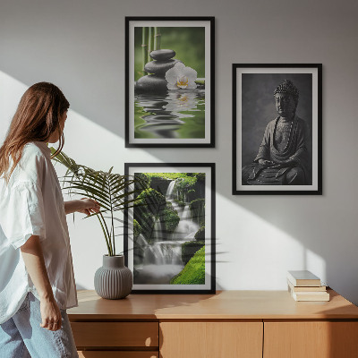 Keretezett kép szett hálószobába Pihentető ZEN vízfestmények