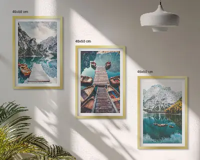 Képes fali dekorációs készlet tó, hidak és hegyek mintával