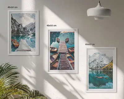 Képes fali dekorációs készlet tó, hidak és hegyek mintával