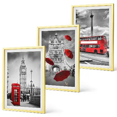 Keretezett képszett hálószobába piros esernyőfülkével és londoni busszal