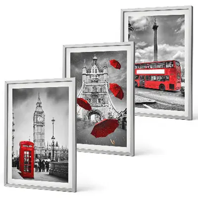 Keretezett képszett hálószobába piros esernyőfülkével és londoni busszal