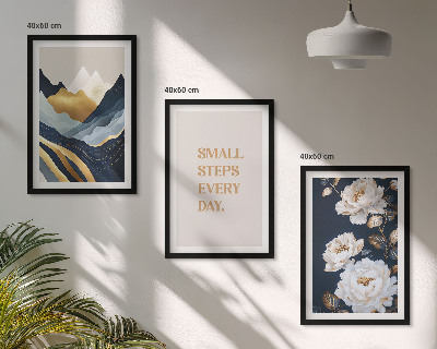 Keretezett kép szett hálószobába Absztrakt hegyek virágok inspiráció
