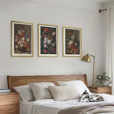 Virágok vázákban fali dekorációs képszett kompozíciók