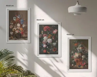 Virágok vázákban fali dekorációs képszett kompozíciók