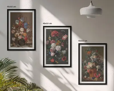 Virágok vázákban fali dekorációs képszett kompozíciók