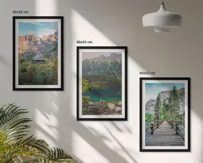 Fali dekoráció képkészlet hegyi táj tó és híd mintával