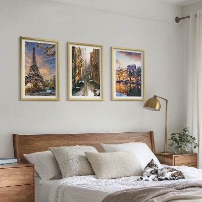 Fali dekoráció kép készlet Eiffel-torony Velence Amszterdam csatornái
