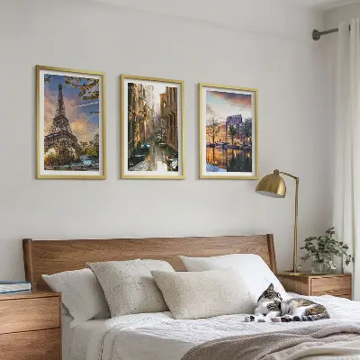 Fali dekoráció kép készlet Eiffel-torony, Velence és Amszterdam csatornái motívummal
