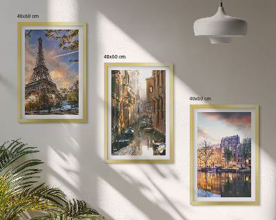 Fali dekoráció kép készlet Eiffel-torony Velence Amszterdam csatornái