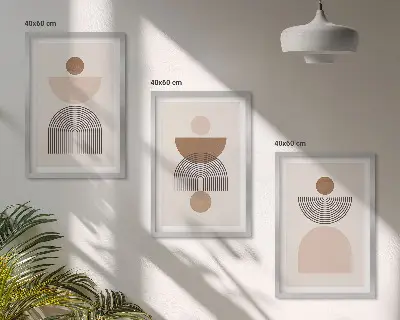 Absztrakt barna formák kép szett keretezett változat hálószobába