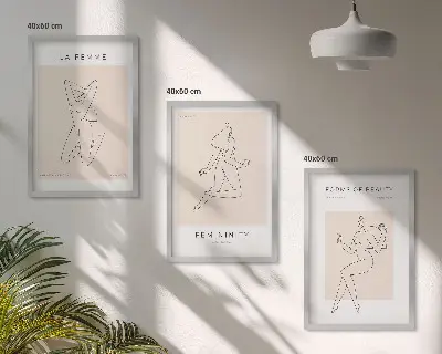 Női sziluettek minimalista poszterkészlet fali dekoráció kép