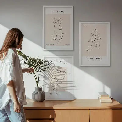 Női sziluettek minimalista poszterkészlet fali dekoráció kép