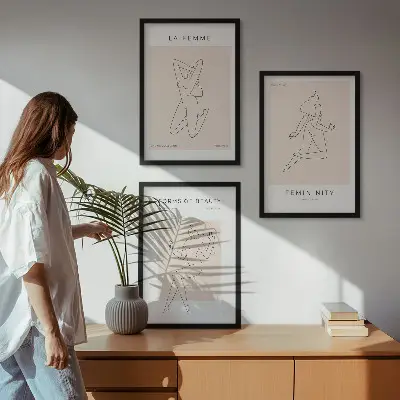 Női sziluettek minimalista poszterkészlet fali dekoráció kép