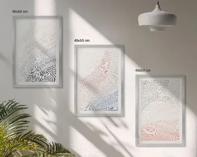 Absztrakt hullámok pasztell színű karton kép szett hálószobai keretezett kivitelben