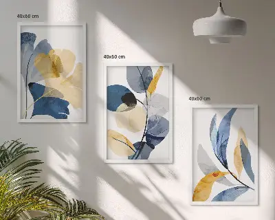 Fali dekorációs képkészlet akvarell növényi motívumokkal