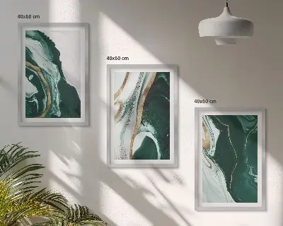 Absztrakt zöld festékmintás képszett hálószobai keretes dekoráció