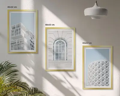 Modern építészeti geometria keretezett képszett hálószobai dekoráció