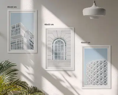 Modern építészeti geometria keretezett képszett hálószobai dekoráció
