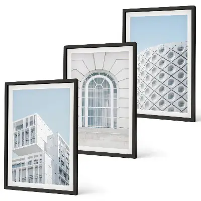 Modern építészeti geometria keretezett képszett hálószobai dekoráció