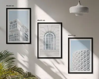 Modern építészeti geometria keretezett képszett hálószobai dekoráció