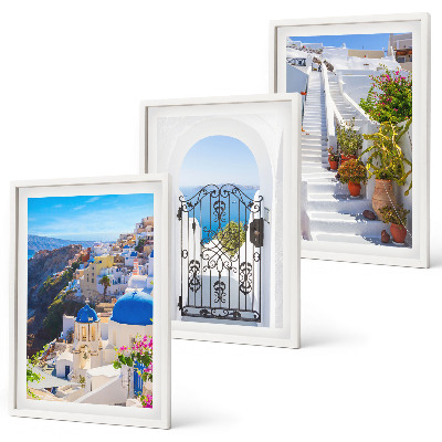 Keretezett kép szett hálószobába Santorini építészete, Oia