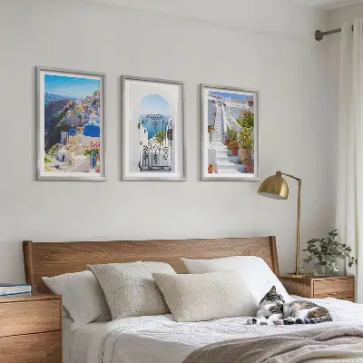 Santorini építészete, Oia falikép szett keretezett változat hálószobába