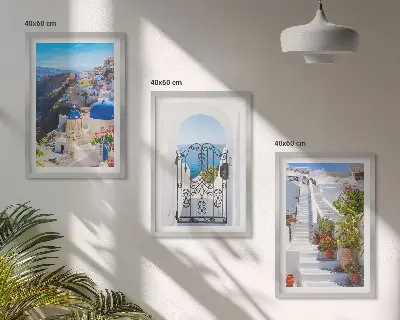 Santorini építészete, Oia falikép szett keretezett változat hálószobába
