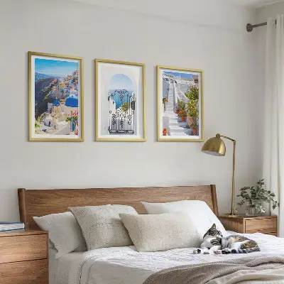 Santorini építészete, Oia falikép szett keretezett változat hálószobába