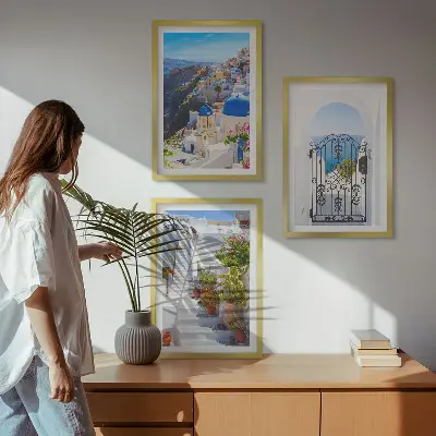 Santorini építészete, Oia falikép szett keretezett változat hálószobába