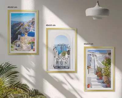 Santorini építészete, Oia falikép szett keretezett változat hálószobába