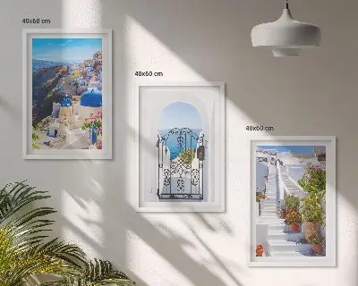 Santorini építészete, Oia falikép szett keretezett változat hálószobába