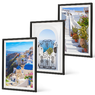 Keretezett kép szett hálószobába Santorini építészete, Oia