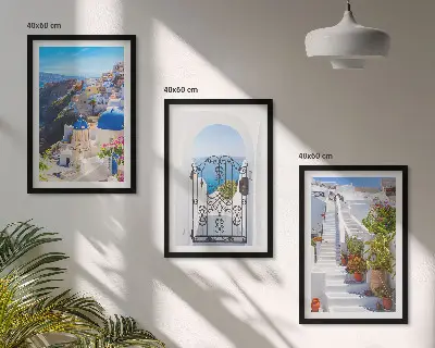 Santorini építészete, Oia falikép szett keretezett változat hálószobába