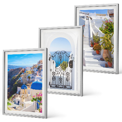 Keretezett kép szett hálószobába Santorini építészete, Oia