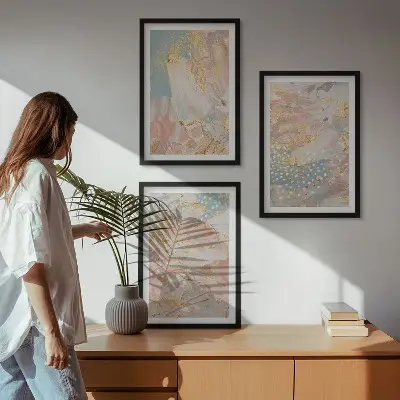 Absztrakt pasztell mintás falikép szett dekoratív faliképek készlete