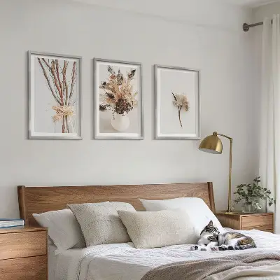 Minimalista virágmintás kép szett hálószobai dekoráció keretben
