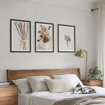Minimalista virágmintás kép szett hálószobai dekoráció keretben