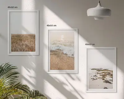 Keretezett kép szett hálószobába strand hullámok és kövek mintával