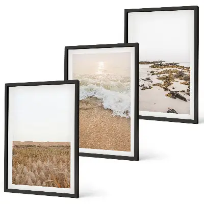 Keretezett kép szett hálószobába strand hullámok és kövek mintával
