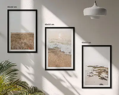Keretezett kép szett hálószobába strand hullámok és kövek mintával