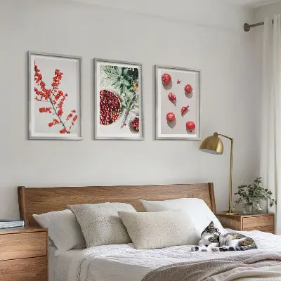 Fali dekorációs képkészlet minimalista piros növényi gyümölcsök