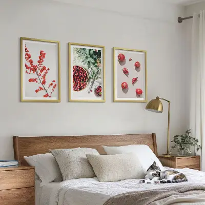 Fali dekorációs képkészlet minimalista piros növényi gyümölcsök