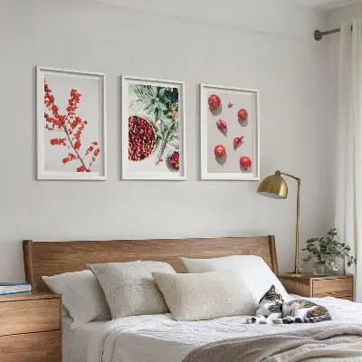 Fali dekorációs képkészlet minimalista piros növényi gyümölcsök